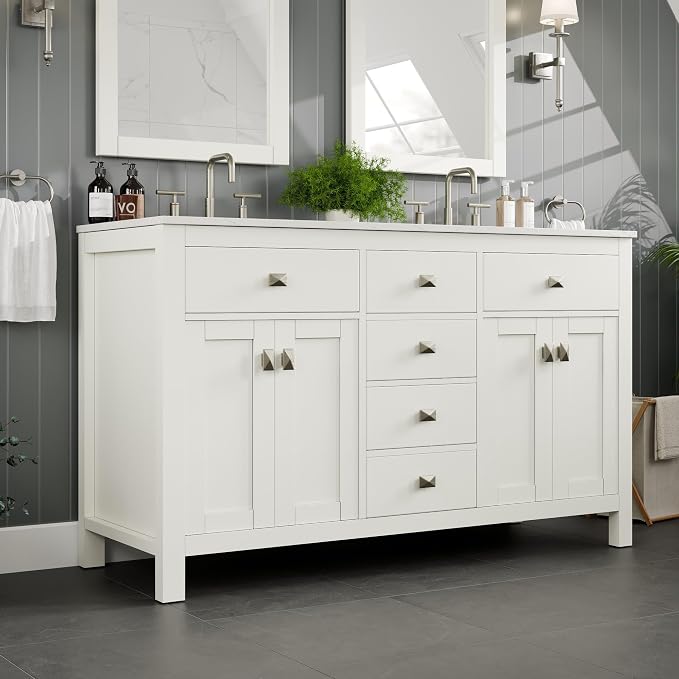 Artemis 72 in. White Double Sink Bath Vanity with Engineered Top and Undermount Porcelain Sinks