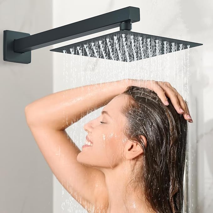 Shower Faucet Matte Black Shower System with 8 Inches Rain Shower Head and Handheld Spray Bathroom Luxury Rain Shower Faucet Set Complete Wall Mounted