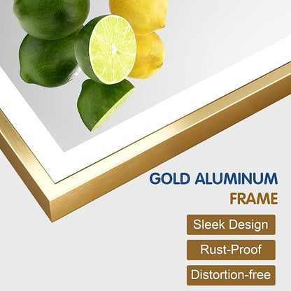 48x36 Inch LED Mirror for Bathroom with Gold Frame | Gold Metal Frame, Front and Backlit, 3 Colors, Dimmable, Memory, Anti Fog, Tempered Glass, Lighted Mirror for Wall