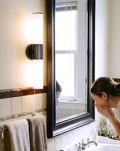 2-Light Bathroom Vanity Lighting Fixture, Oil Rubbed Bronze Wall Sconce with Opal White Glass, E26 Stocket Indoor Wall Lamp, Modern Mirror Light