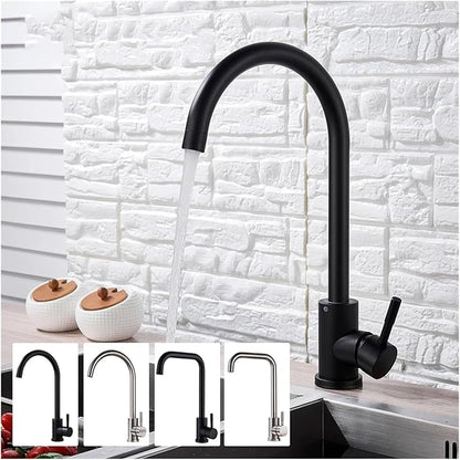 Stainless Steel Black Kitchen Faucet 360° Swivel Deck Mount Mixer Tap Hot & Cold Water Modern Bathroom Vanity Crane for Stylish Sink Upgrade，Brushed Nickel a