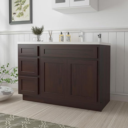 Vanity Art 45 inch Bathroom Vanity with Double Shutter Door, Wood Bathroom Vanity Cabinet with Soft Closing Shaker Drawer, Sturdy Floor Mounted Storage Cabinet Organizer for Bathroom, VA4030+VA4015-3