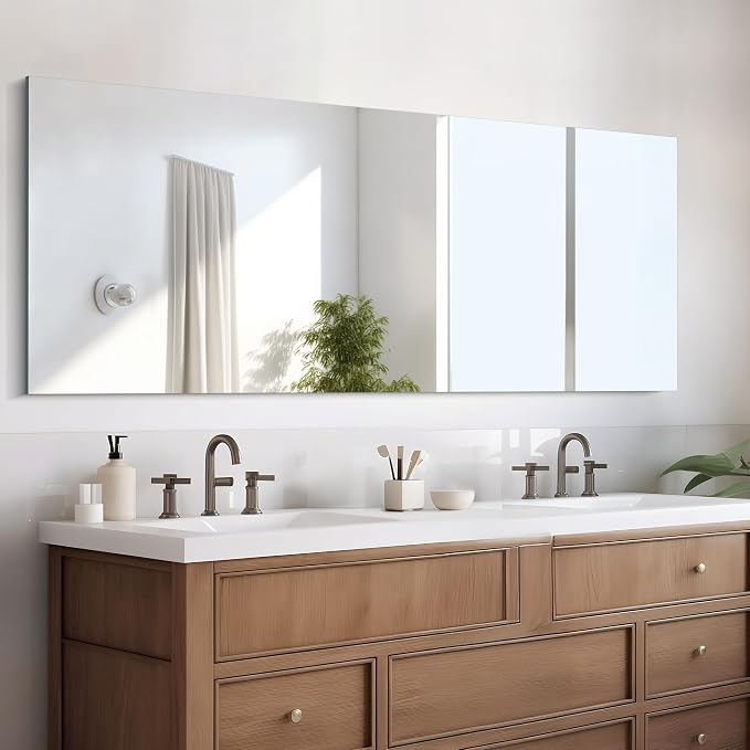 CILIBER Frameless Mirror, 24x60 Mirrors for Wall, Large Bathroom Mirror for Over Sink, Rectangle Frameless Vanity Mirror with Polished Edge, 3mm Tempered Glass, Hangs Horizontally or Vertically