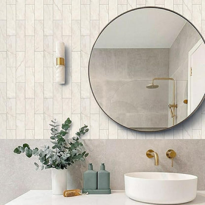 Tilingview 30 PCS Peel and Stick Backsplash Tile for Kitchen/Bathroom/Living Room, 3"x 9" Self-Adhesive Subway Tile for Backsplash, Matte Glazed/Handmade Tiles (Beige Yellow)