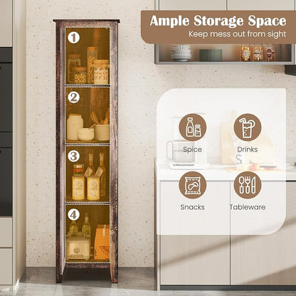GIANTEX 72-Inches Narrow Storage Cabinet, Tall Bathroom Floor Cabinet with 4 Shelves, Barn Door, Anti-tilt Device, Raised Feet, Slim Storage Unit for Small Spaces, Living Room, Home Office, Kitchen