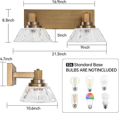 Vintage Vanity Lights 2-Light Bathroom Light Fixtures Antique Brass Vanity Light for Bathroom(7.7pounds)