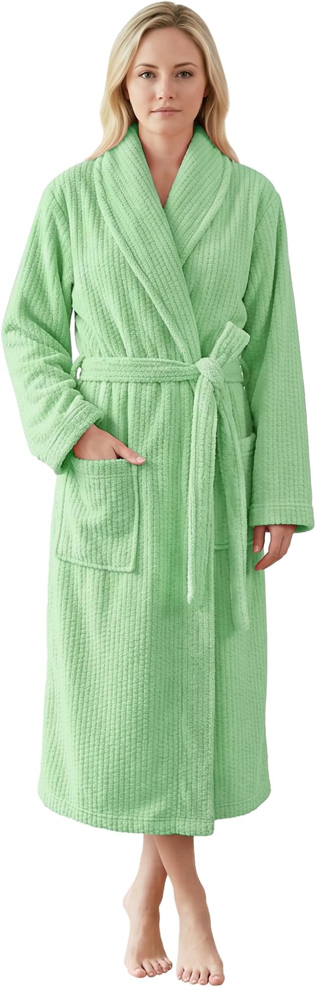 PJGGZ Women's Shawl Collar Bathrobe, Soft Long Towel Robes for Women - Super Absorbent Quick Dry yet Warm