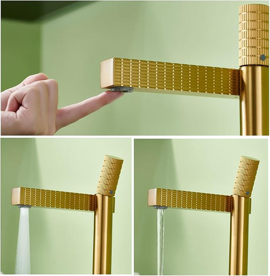 Bathroom Faucet Single Handle Single Hole Faucet for Bathroom Sink Hot and Cold Brushed Gold