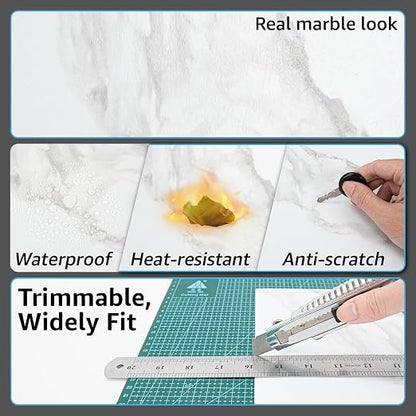 Art3d 30-Pack Peel and Stick Vinyl Floor Tiles, White & Beige Marble | 15 Tiles per Color, 12" x 12" Single Tile, Anti-Slip, Waterproof, Ideal for Kitchen, Bathroom, Living Room, Bedroom