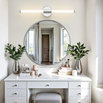 Bathroom Vanity Lights Chrome LED Vanity Lights Modern 24" | 360° Bright Lighting, Dimmable Vanity Light Bar, Hardwired Wall Lights 4000K Natural White for Mirror