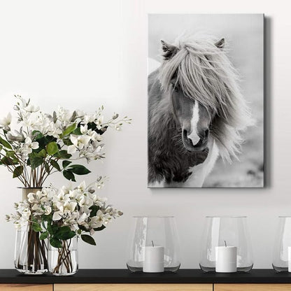 Renditions Gallery Animal Canvas Wall Art Home Paintings & Prints Rustic Vintage Horse Modern Decorations Black & White Wall Hanging Artwork for Bedroom Office Home Kitchen - 12"x18" LT02