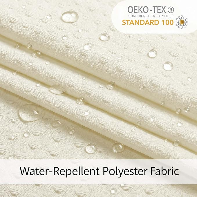 Cream Long Shower Curtain 84 Inch Length 1 Piece, Embossed Textured Soft Fabric Bathroom Shower Curtain, Water Repellent Machine Washable Cloth Hotel Spa Bath Decor, 72Wx84L Inches