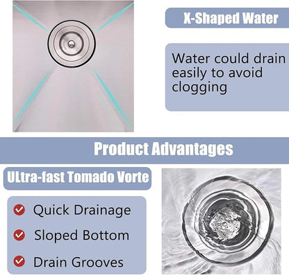 28x18 Inch Drop In Kitchen Sink, Topmount Stainless Steel Brushed Nickel Single Bowl Kitchen Sink, Extra-thick 16 Gauge Kitchen Sinks For RV Laundry Utility with Basket Strainer