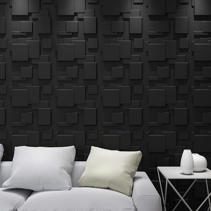 Art3d A10033BK 3D Wall Panels, Black, 32 Square Feet