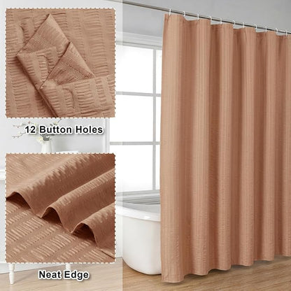 Aiyufeng Moga Coral Shower Curtain 84 Inches Long, 3D Embossed Textured Fabric Shower Curtain for Bathroom - Soft Cloth & Hotel Spa Luxury, Machine Washable, 72X84