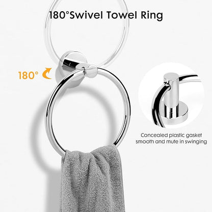Polished Chrome Bathroom Hardware Accessories Set 4 Pieces,Towel Bar Set Stainless Steel Wall Mounted, Includes 24 in Towel Holder Set, Toilet Paper Holder Bathroom Towel Rack Set Silver