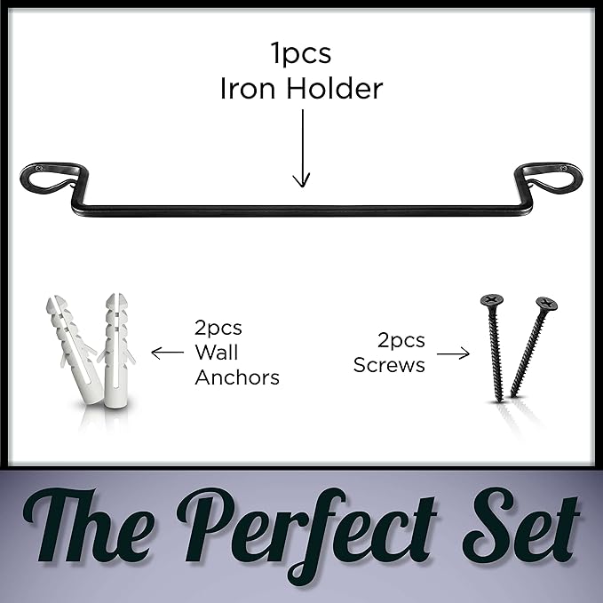 Stur-De Wrought Iron Towel Holder - Rustic Towel Rack for Bathroom or Kitchen, Wall-Mount Black Iron Towel Bar for Bath Towels - Decorative Black Towel Bar for Farmhouse-Style Home - 21 x 3 x 2 Inches