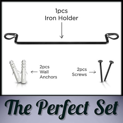 Stur-De Wrought Iron Towel Holder - Rustic Towel Rack for Bathroom or Kitchen, Wall-Mount Black Iron Towel Bar for Bath Towels - Decorative Black Towel Bar for Farmhouse-Style Home - 21 x 3 x 2 Inches