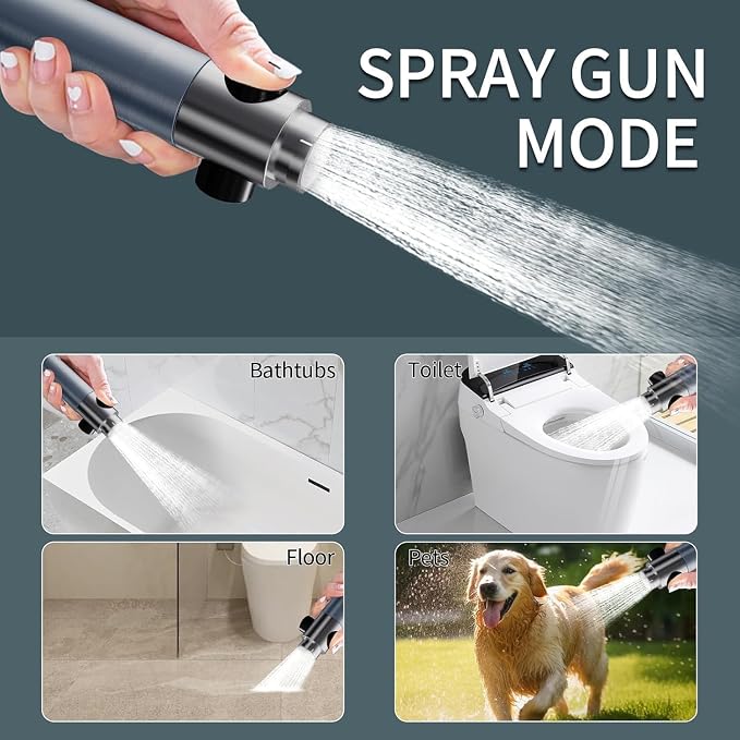 Filtered Shower Head with Handheld, High Pressure Showerhead | 4 Spray &Pause Switch Upgraded Anti-clog Nozzles for Shower Head with 59" Explosion-Hose & Bracket for Hard Water & Pets,Blue