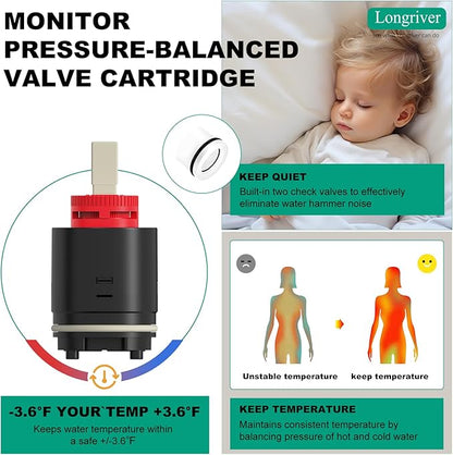 Longriver Shower Faucet Set, Shower System Bathroom High Pressure 10 Inches Rainfall Shower Head with Handheld Spray, Wall Mounted Shower Fixtures with Shower Valve and Trim Kit, Brushed Nickel