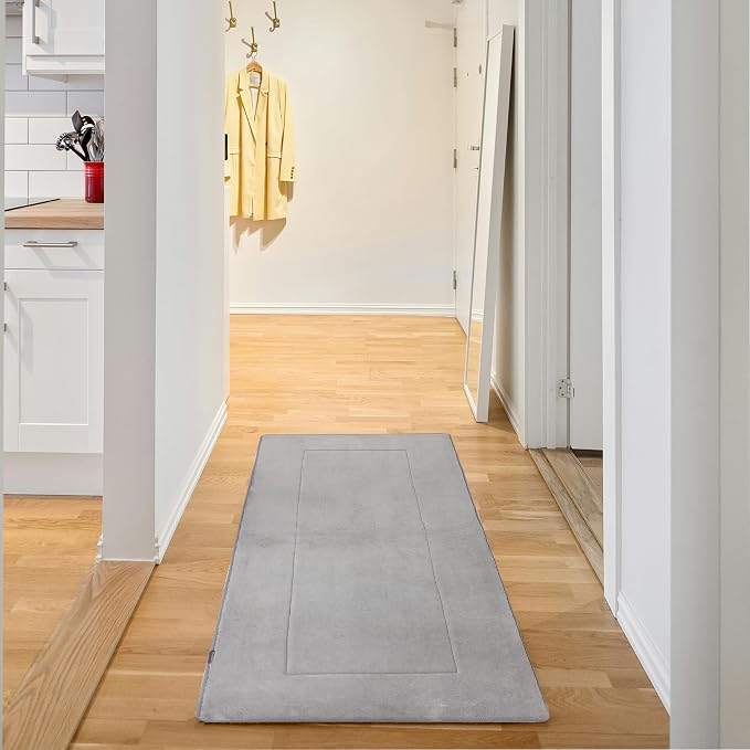 Soft Hallway Runner Rug,Washable Floor Rugs, Non Slip Memory Foam Rug,Super Water Absorption, Suitable for Bathroom Mat, Entrance,Kitchen, Living Room Decor(2x5ft Grey)
