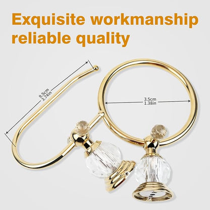 Luxury Crystal Series Toilet Paper Holder Wall Mouted Towel Ring, Gold Round Hand Towel Rack Decorative 2 Pieces Sets for Bathrooms