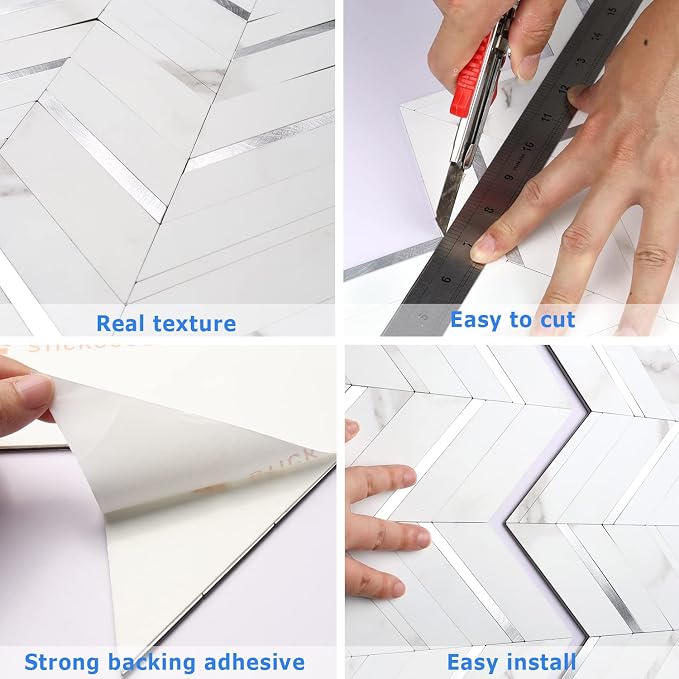 STICKGOO Herringbone Tile Peel and Stick Backsplash for Kitchen&Bathroom
