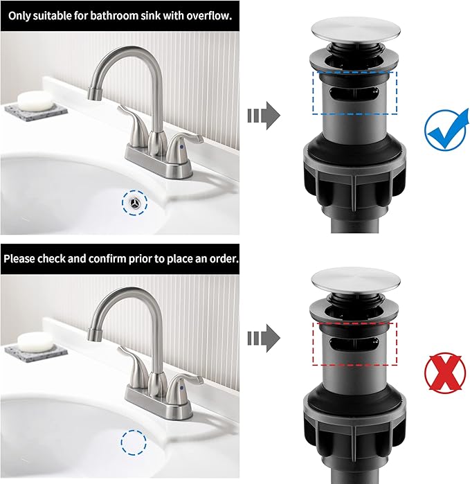 2 Handle Brushed Nickel Bathroom Sink Faucet - 4 Inch Centerset Faucet Bathroom 2 or 3 Hole Lavatory Faucet Bathroom Vanity Sink Faucets with Pop-up Drain and Supply Lines
