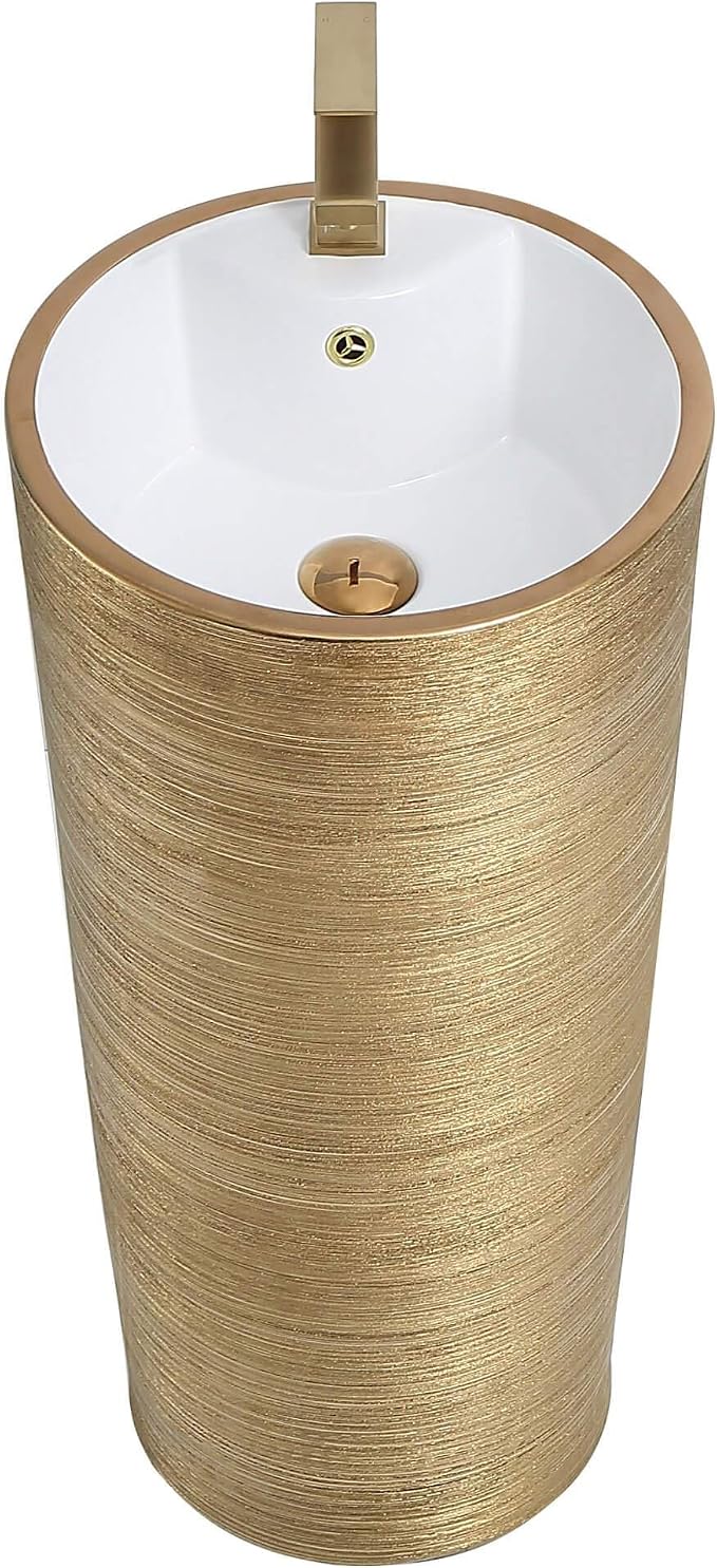 Vannes Bathroom Sinks - Modern Bathroom Pedestal Sink for Contemporary Spaces - Upgrade Your Bathroom with Stylish and Durable Bathroom Pedestal Sinks 16"X16" Brushed Gold
