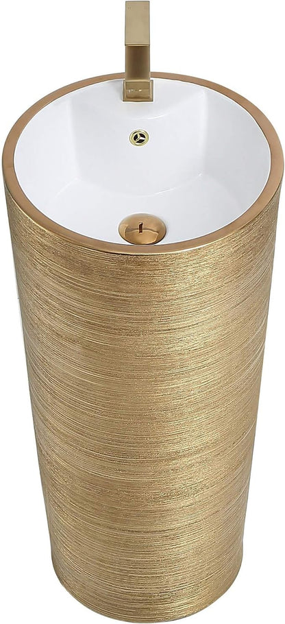 Vannes Bathroom Sinks - Modern Bathroom Pedestal Sink for Contemporary Spaces - Upgrade Your Bathroom with Stylish and Durable Bathroom Pedestal Sinks 16"X16" Brushed Gold
