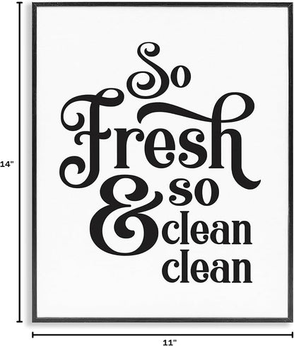 Stupell Industries 'So Fresh and Clean Phrase Laundry Room Humor', Framed Giclee Art, Black, 11 x 14 Inches, Easy to Hang and Sturdy, Made in USA, by Lettered and Lined