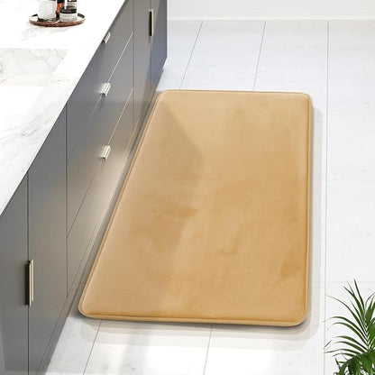 Clara Clark Bathroom Rugs, Velvet Memory Foam Bath Mat, Non-Slip Bath Rugs, Machine Wash, Dries Quickly, Ultra Soft Plush Bath Mats for Bathroom, 24 x 36, Cream