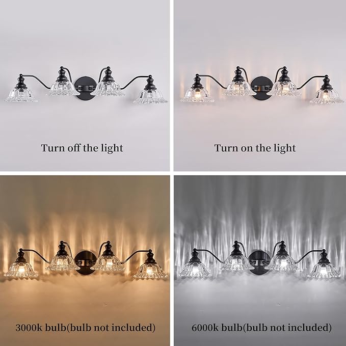 4 Light Bathroom Vanity Lighting Fixtures Black Vanity Light Fixture Vanity Lights for Bathroom