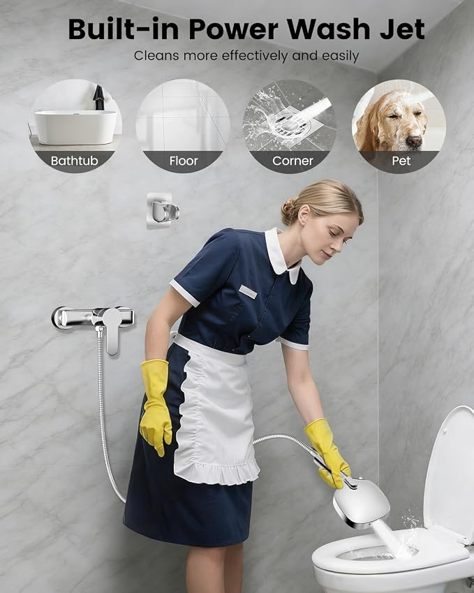 Filtered Shower Head with Handheld, High Pressure 7 Mode, Anti-clog Nozzles, Built-in Power Wash to Clean Tub, Handheld Shower Head with Filters for Hard Water, Remove Chlorine - Reduce Dry Itchy Skin