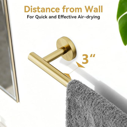 Brushed Gold Towel Bar, 18 Inch Bathroom Towel Rack | (Total Length 20-Inch), Towel Holder Wall Mounted, Thicken SUS304 Stainless Steel Towel Rod Modern Home Decor