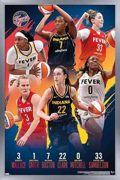 Trends International WNBA Indiana Fever -Team 24 Wall Poster, 22.4L x 14.7W, Silver Framed Version