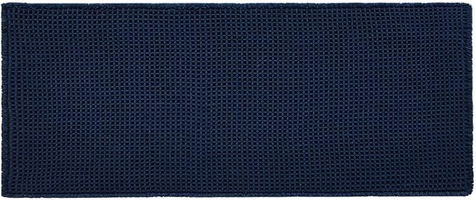 TYUU Waffle Runner Rug Bathroom, Long Boho Bath Mat, 72x24 Navy Blue | Super Absorbent Quick Dry Bath Rug, Non-Slip Backing, Soft Waffle Washable Farmhouse Bathroom Mats, Tub, Shower & Home Decor