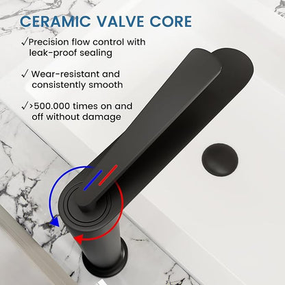 Bathroom Faucet Matte Black, One Hole Single Handle Vessel Sink Faucet, Brass Bathroom Faucet for Vanity Sink Restroom Guestroom RVs