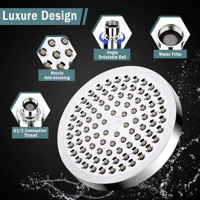 Filtered Shower Head with Handheld, High Pressure Rainfall Shower Head | Filter for Hard Water, Removes Chlorine & Impurities, 60'' Hose, Adjustable Holder, Chrome Finish (Silver)