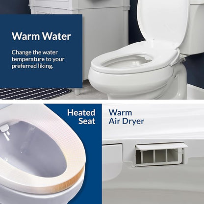 Bio Bidet BB550 Heated Bidet Seat with Warm Water Wash & Air Dryer, Night Light, Low Profile Design, Elongated