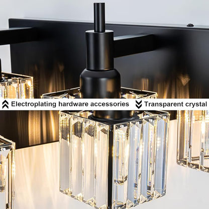 Black Crystal Bathroom Vanity Light 5-Light Modern Bathroom Lighting Fixtures Over Mirror Wall Light Fixtures
