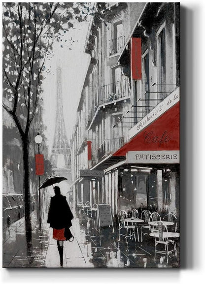 Renditions Gallery Nature Canvas Wall Art Home Paintings & Prints Misty Winter Eiffel View Romantic Modern Canvas Artwork Decorations for Bedroom Office Kitchen Wall Hanging - 18"x27" LT02