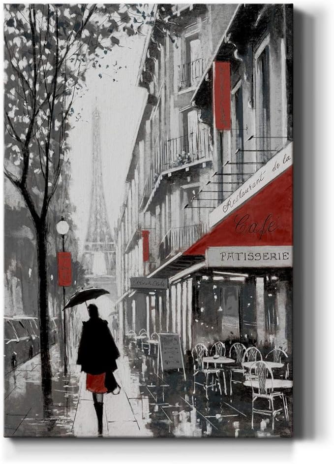 Renditions Gallery Nature Canvas Wall Art Home Paintings & Prints Misty Winter Eiffel View Romantic Modern Canvas Artwork Decorations for Bedroom Office Kitchen Wall Hanging - 12"x18" LT02