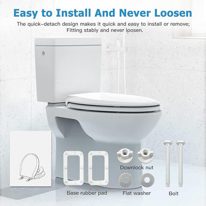 2-Pack Elongated Toilet Seats with Built-In Potty Training, Adult and Child Design with Soft Quiet Close and Non-Slip Features, Magnetic Kids Seat and Cover, White Color for Elongated/Oval Toilets