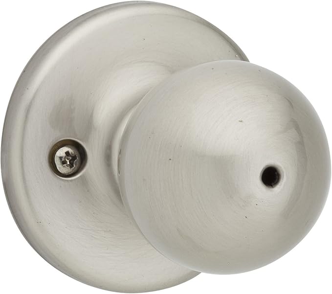 Kwikset Polo Interior Privacy Door Knob with Lock, Door Handle For Bathroom and Bedroom, Satin Nickel Keyless Turn Lock Doorknob, with Microban Protection