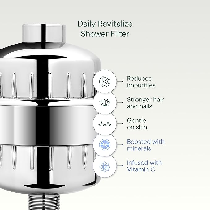 Aquabliss High Output Revitalizing Shower Filter - Reduces Dry Itchy Skin, Dandruff, Eczema, and Dramatically Improves The Condition of Your Skin, Hair and Nails - Chrome (SF100) | Vitamin C shower filter, vitamins and minerals infusion, softer-feeling...