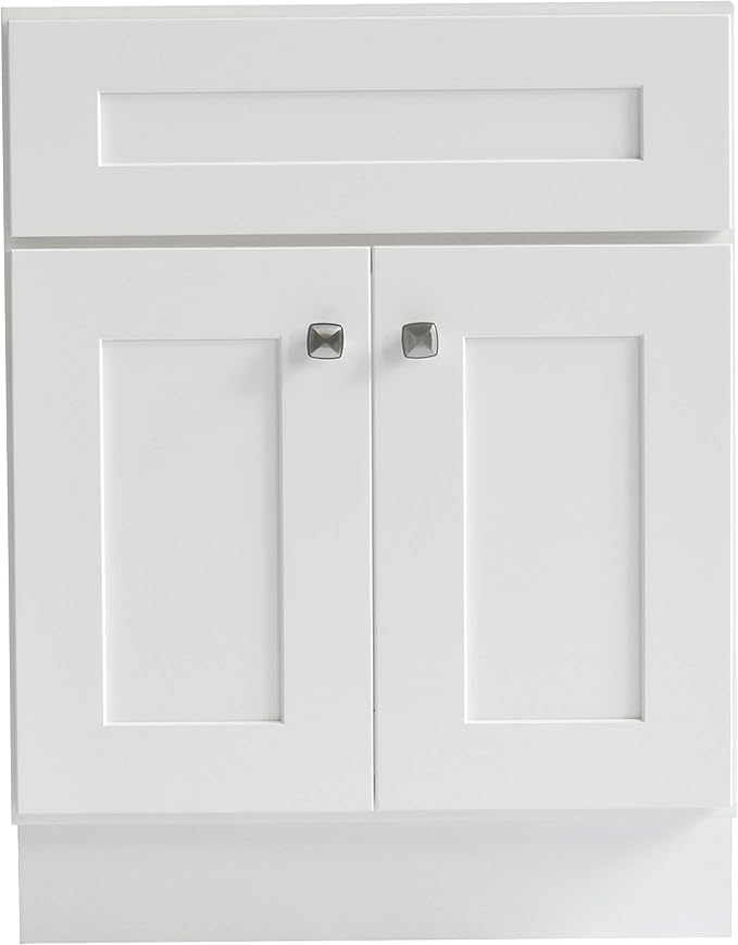 Design House Brookings Bathroom Vanity, 24", White | Adjustable Hinges, Freestanding, Contemporary/Modern, Wood, Bath, 586925