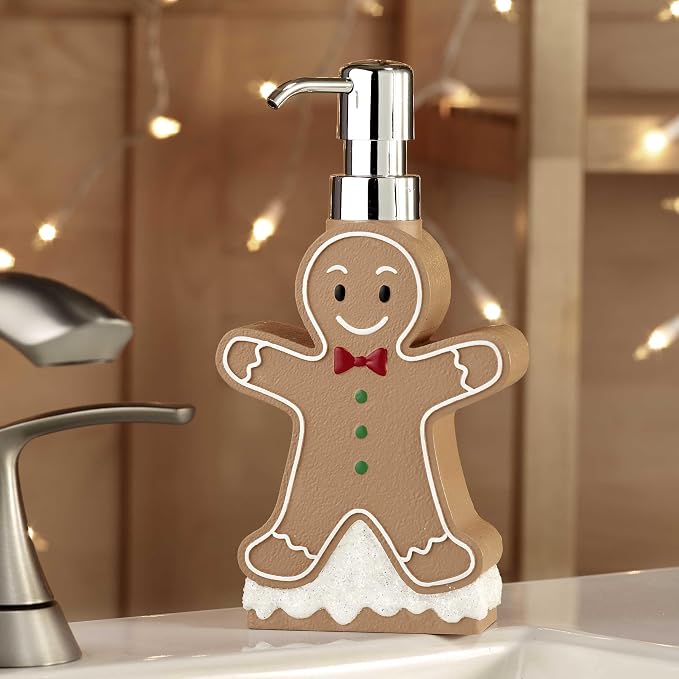 Avanti Linens - Lotion Pump/Soap Dispenser, Durable Hand-Painted Resin, Countertop Accessories, Holiday Home Decor (Ginger Man)