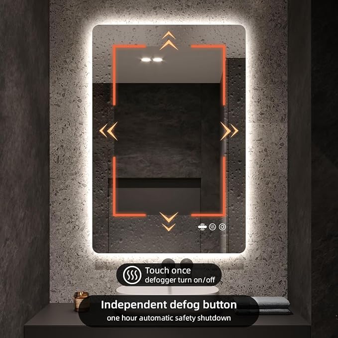 28" x 36" LED Bathroom Mirror with Lights - Motion Sensor | Smart Backlit Mirror Bathroom, Frameless, Auto Sensor, Anti-Fog, Stepless Dimmable 3-Color, Ultra-Clear & Shatter-Proof