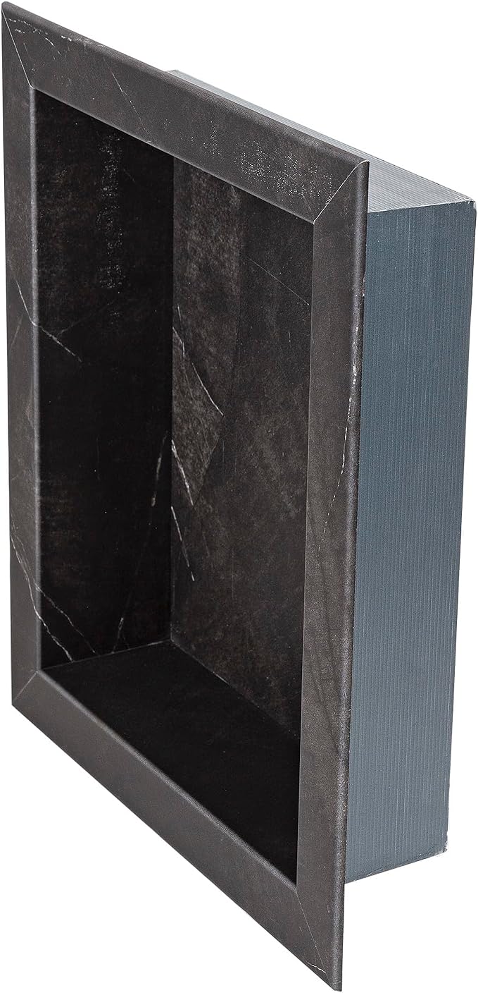 Palisade 17.5 in x 15.5 in Vinyl Shower Niche Black Ice | Waterproof Shower Insert